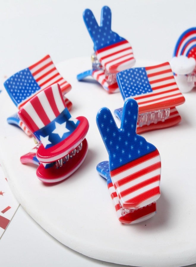 Cuizhiyu 8PK Small 4th of July Hair Claw Clips for Girls Women Flag Hair Clips Cute Independence Day Hair Accessories - Image 5